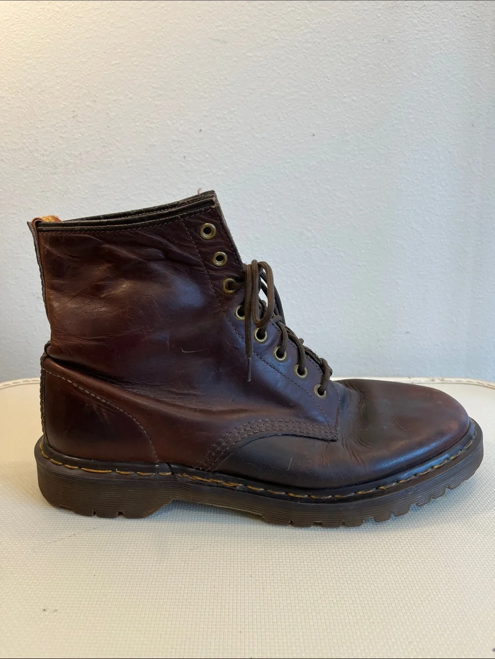 Vintage Dr. Martens Brown 8 Eye Leather Lace-Up Ankle Boots